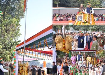 उद्यान मंत्री दिनेश प्रताप सिंह ने गणतंत्र दिवस पर पुलिस लाइन में ध्वजारोहण कर राष्ट्रीय ध्वज को सलामी दी