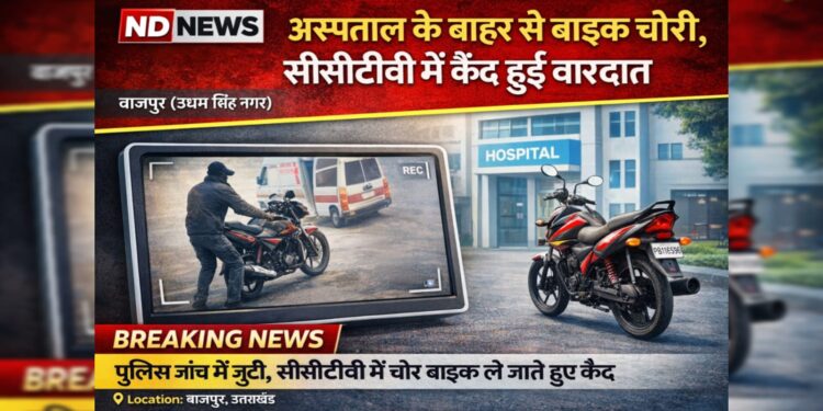 अस्पताल के बाहर से मिनटों में बाइक पार! CCTV में कैद हुआ चोर
