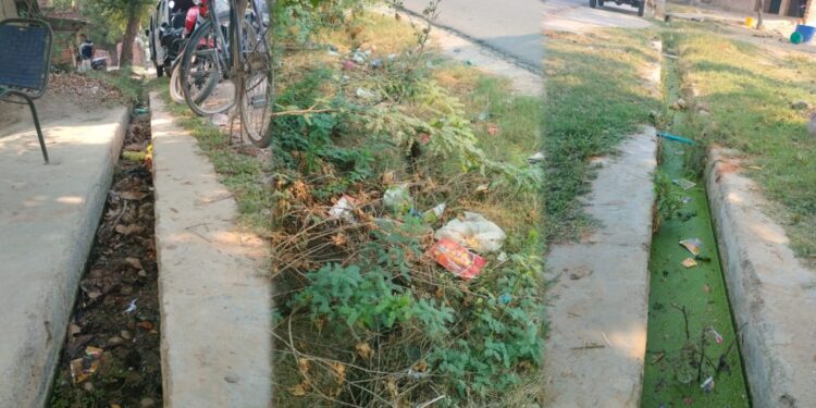 रायबरेली के हरीपुर मिर्दहा में वर्षों से जाम पड़ी नाली, स्वच्छ भारत मिशन पर उठे सवाल